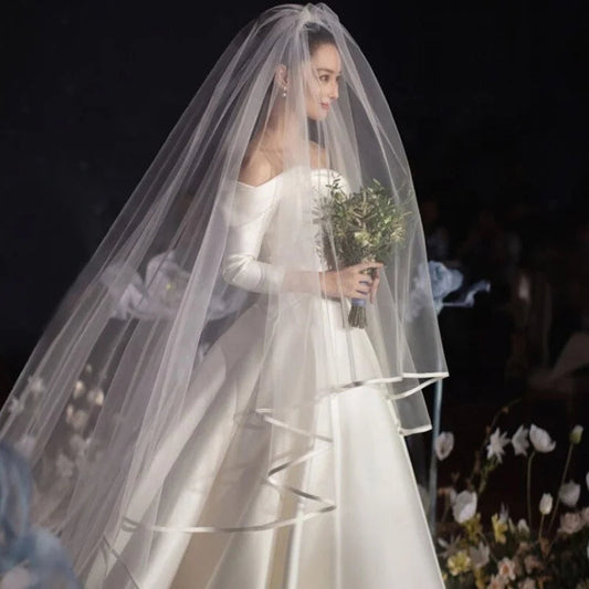 V071 Hot Selling Romantic Outdoor Simple Wedding Bridal Veils 1.5M,3.4M.6M Long High Quality Bridal Wedding Accessories Good Vibrations