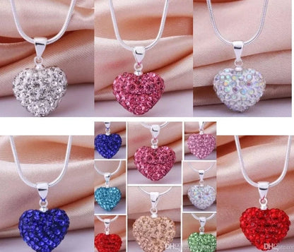 10pcs/lot 10*14mm Mix multicolor white rose silver plated snake chain heart beads crystal  necklace women men gift u352 Good Vibrations