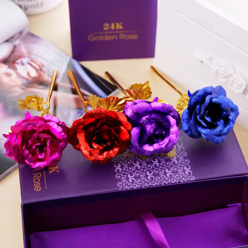 Best Gift For Girlfriend Golden Rose Wedding Decoration Golden Flower Valentine's Day Gift Gold Rose Gold Flower with Box  -15 Good Vibrations