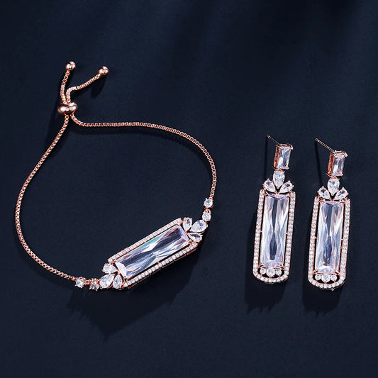 RAKOL SP3059 Middle East Brass Women Set Jewelry Zircon Bangle and Ring Set Good Vibrations
