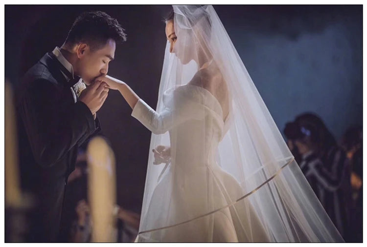 V071 Hot Selling Romantic Outdoor Simple Wedding Bridal Veils 1.5M,3.4M.6M Long High Quality Bridal Wedding Accessories Good Vibrations