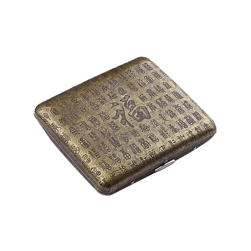 Vintage metal cigarette case with classic design for 20 cigarettes.