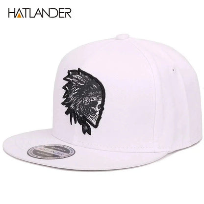 [HATLANDER]Embroidery Skull baseball caps hats hip hop snapbacks flat brim bones gorra sports snapback caps for men women unisex Good Vibrations