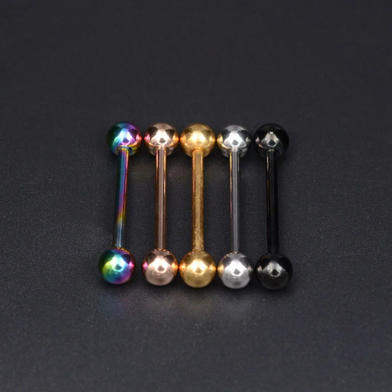 2 Pcs Tongue Piercing Titanium Plated Piercing Tongue Rings Bars Girls 14G Tongue Piercing Industrial Barbells Quality Body Ring Good Vibrations
