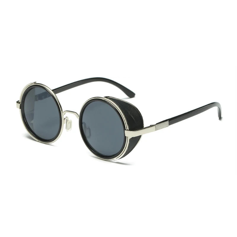 Retro Steampunk Sunglasses Men Women Round Metal Shields Sun Glasses Brand Designer Fashion Eyewear Mirror Lens UV400 Good Vibrations