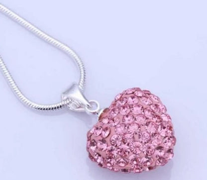 10pcs/lot 10*14mm Mix multicolor white rose silver plated snake chain heart beads crystal  necklace women men gift u352 Good Vibrations