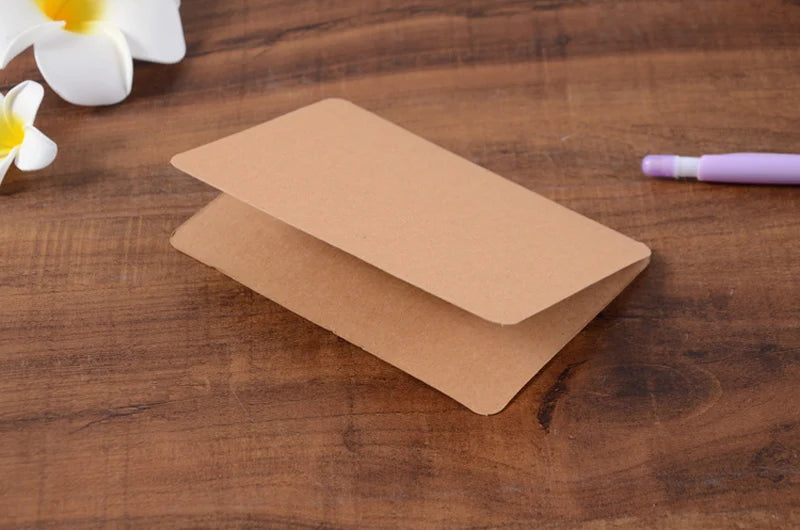 DIY Handmade Invitation Card 10PCS Blank Kraft Paper Gift Bouquet Message Card Folding Greeting Card For Festival Birthday Decor Good Vibrations