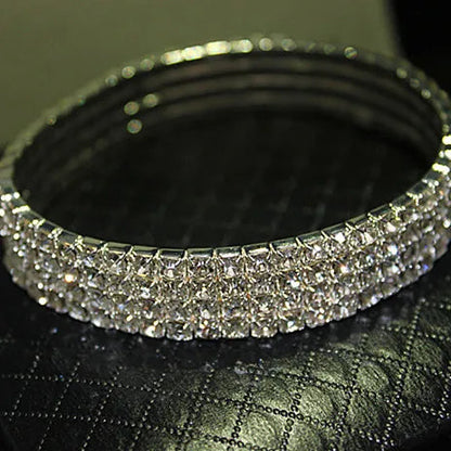 1/2/3/4/5 Rows Bracelet Fashion Wedding Jewelry For Bridal, Crystal Rhinestone Stretch Bracelet Bangle Bling Wristband For Women Good Vibrations