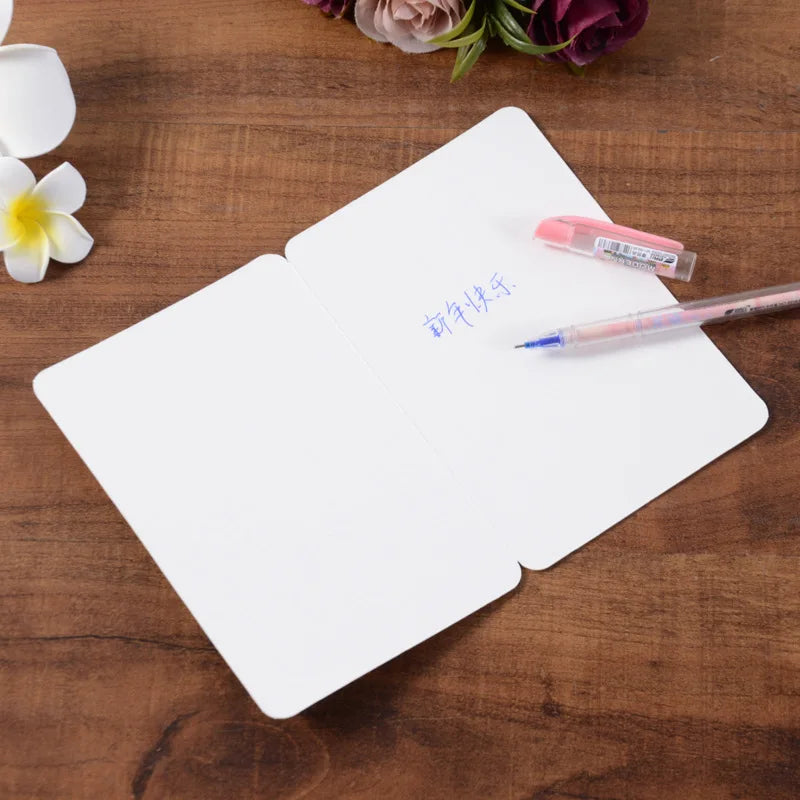 DIY Handmade Invitation Card 10PCS Blank Kraft Paper Gift Bouquet Message Card Folding Greeting Card For Festival Birthday Decor Good Vibrations