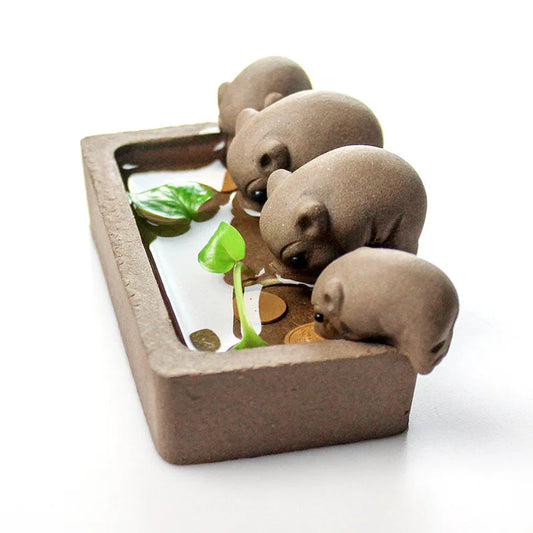 ZiSha Tea Pet Purple Clay Tea Pet Little Pigs Drink Water Chinese Crude Pottery Kung Fu Tea Set Home Decoration Tea Accessories Good Vibrations