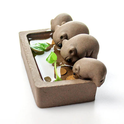 ZiSha Tea Pet Purple Clay Tea Pet Little Pigs Drink Water Chinese Crude Pottery Kung Fu Tea Set Home Decoration Tea Accessories Good Vibrations