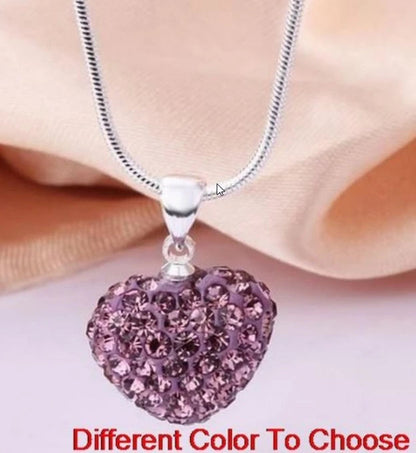 10pcs/lot 10*14mm Mix multicolor white rose silver plated snake chain heart beads crystal  necklace women men gift u352 Good Vibrations