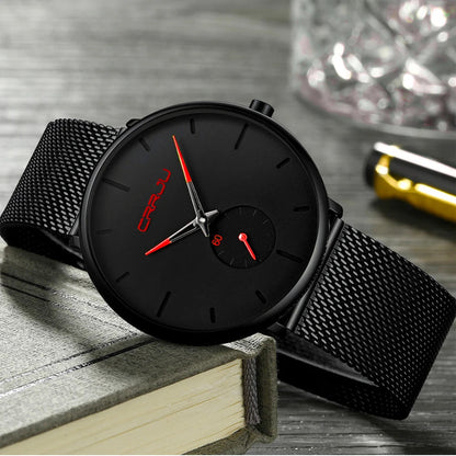 Men Watch CRRJU Watch Women Quartz Dress Watch for Men Dress Watches Fashion Unisex Ultra Thin Wristwatch Relojes Para Hombre Good Vibrations