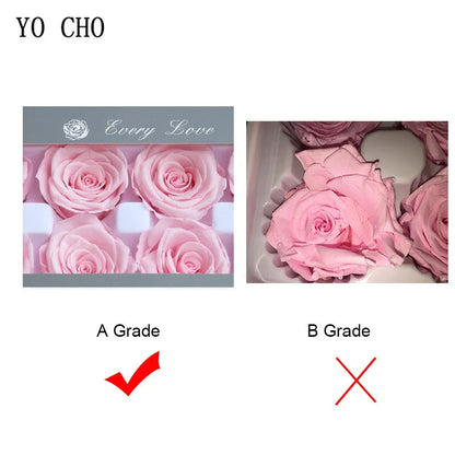 YO CHO 8PCS/Box A Eternal Rose Flower 4-5cm Preserved Fresh Flower Rose Valentine's Day Gift Wedding Thanksgiving Eternal Flower Good Vibrations