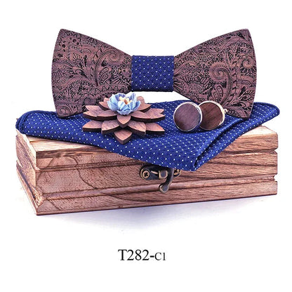 Formal Clasic Grey Tie for Men wedding wooden bow Tie Set Gift Hanky Cufflinks Set for Men Designer Fashion Silk Ties Good Vibrations