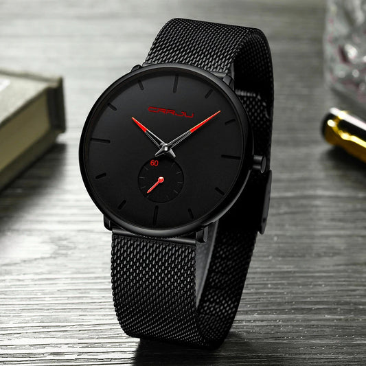 Men Watch CRRJU Watch Women Quartz Dress Watch for Men Dress Watches Fashion Unisex Ultra Thin Wristwatch Relojes Para Hombre Good Vibrations