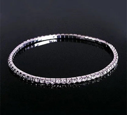 1/2/3/4/5 Rows Bracelet Fashion Wedding Jewelry For Bridal, Crystal Rhinestone Stretch Bracelet Bangle Bling Wristband For Women Good Vibrations