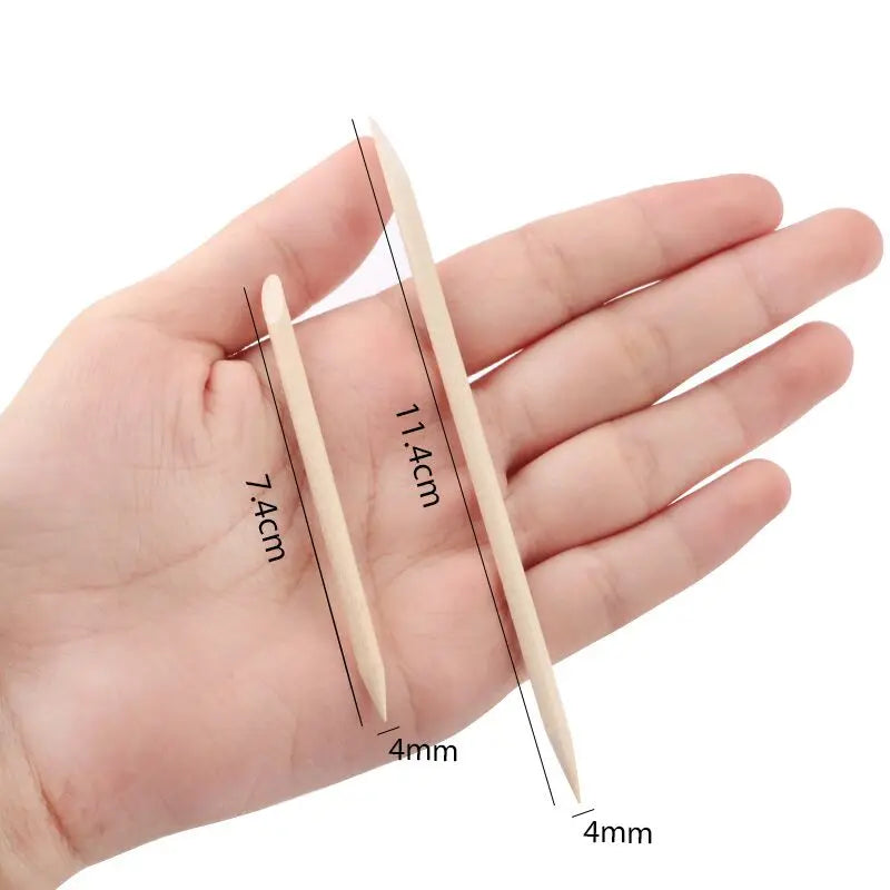 100/50pcs Nail Art Pusher Orange Wood Sticks Cuticle Pusher Remover Rhinestones Dotting Removal Manicure Pedicure Care Tools Good Vibrations