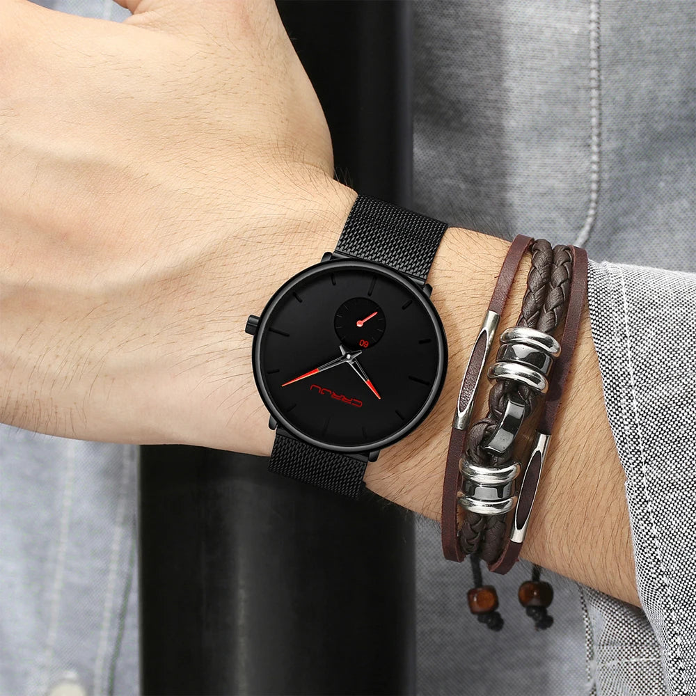 Men Watch CRRJU Watch Women Quartz Dress Watch for Men Dress Watches Fashion Unisex Ultra Thin Wristwatch Relojes Para Hombre Good Vibrations