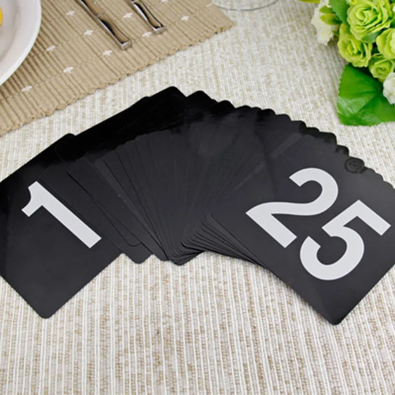 1- 100 Wedding Table Numbers Seat Cards Plastic Double White Black Table Number Signs Durable Square Restaurant Cafe Bar Utensil Good Vibrations