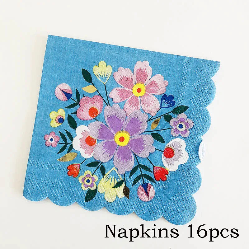Disposable Tableware Sets Flower Paper Plates Cups Napkins Straw Party Supplies Kids Girl Baby Shower Wedding Birthday Decor Good Vibrations