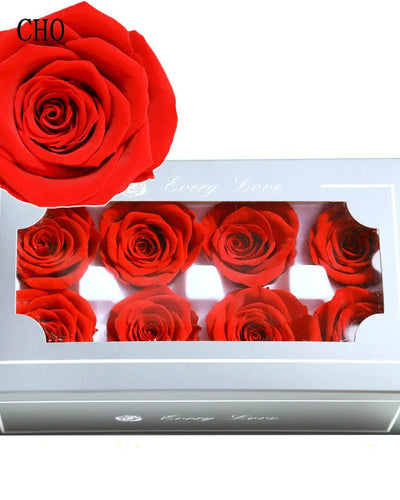 YO CHO 8PCS/Box A Eternal Rose Flower 4-5cm Preserved Fresh Flower Rose Valentine's Day Gift Wedding Thanksgiving Eternal Flower Good Vibrations