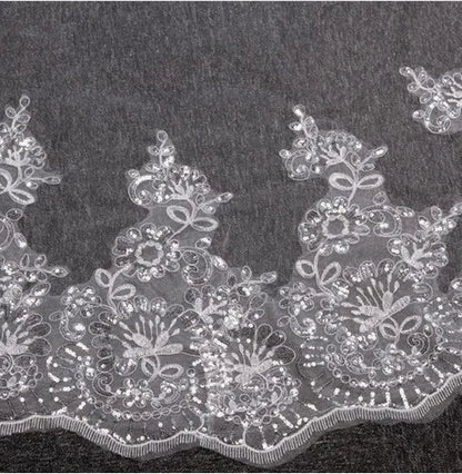 Cathedral Wedding Veils Long Lace Edge  Comb  Accessories Bridal Veil WF904 Good Vibrations