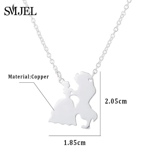 2025 New Movie Jewelry Beauty and the Beast Necklace for Women Prince Princess Pendant Necklaces Lover Accessories Gifts Good Vibrations Adult Super Store