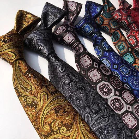 Ricnais New Design Mens Tie Luxury Man Floral Paisley Neckties Hombre 8 cm Gravata Tie Classic Business Casual Tie For Wedding Good Vibrations