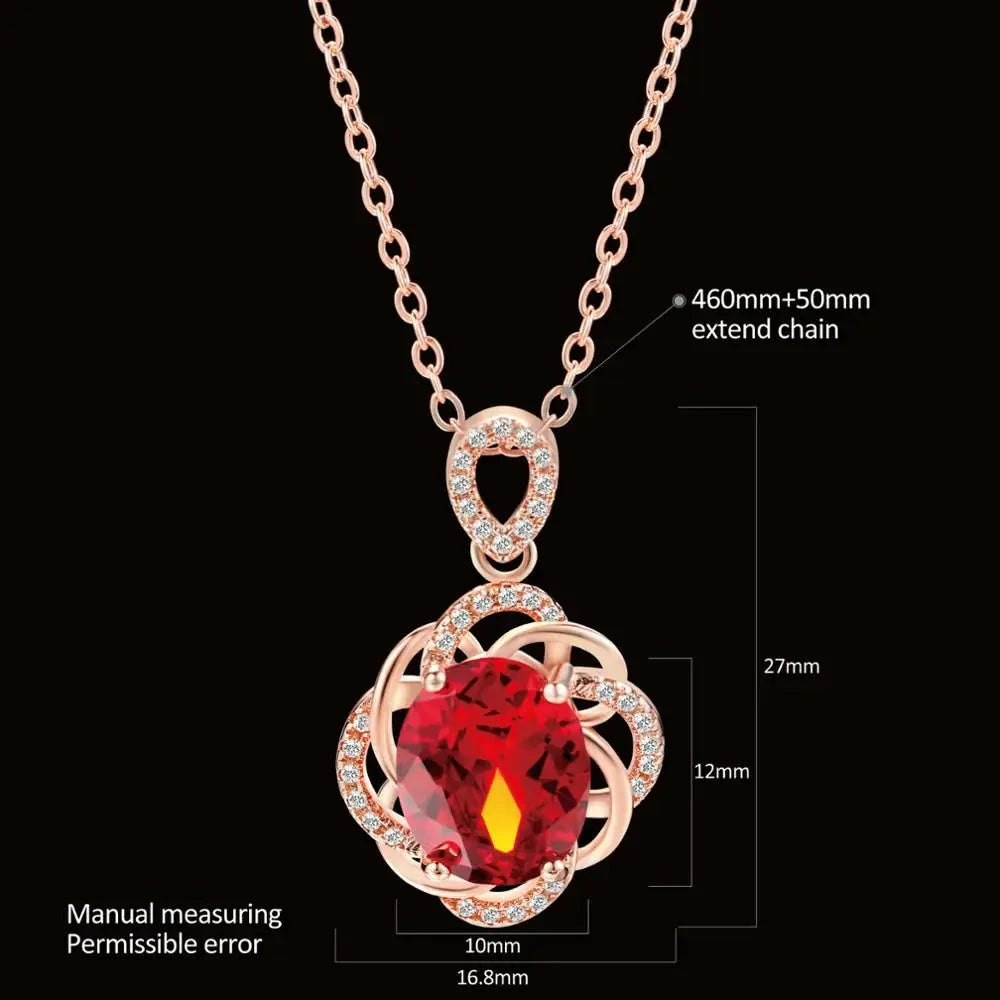 Simple Red Crystal Pendant Necklace Rose Gold Color for Women Party Engagement Jewelry Christmas Gift N615 Good Vibrations
