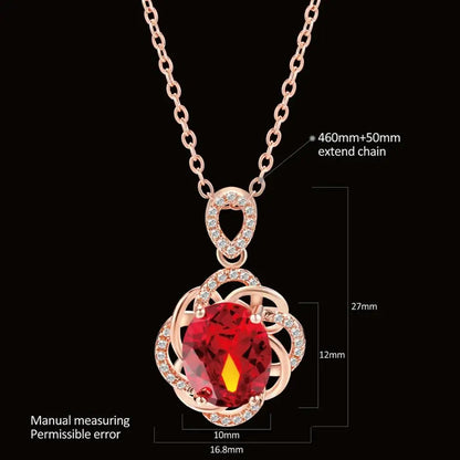 Simple Red Crystal Pendant Necklace Rose Gold Color for Women Party Engagement Jewelry Christmas Gift N615 Good Vibrations