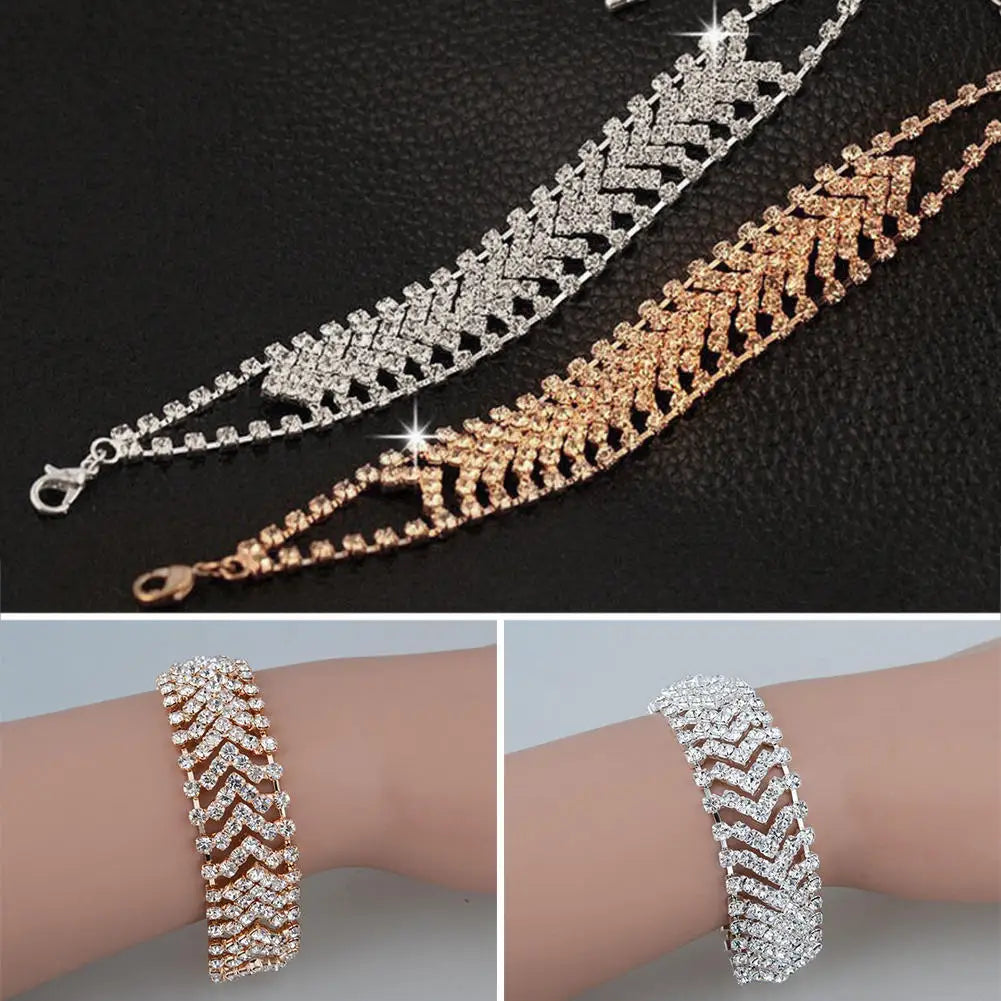 women's Bracelet Elegant Rhinestone Crystal Chain Female Jewelry Accessories Good Vibrations