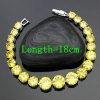 925 Sterling Silver Bridal Jewelry Sets For Women Yellow Cubic Zirconia Earrings Pendant Ring Bracelet Necklace Set Good Vibrations