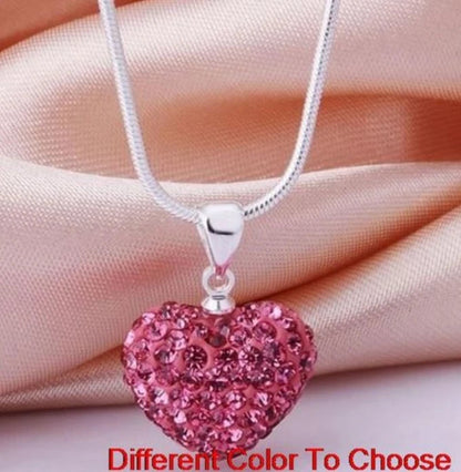 10pcs/lot 10*14mm Mix multicolor white rose silver plated snake chain heart beads crystal  necklace women men gift u352 Good Vibrations