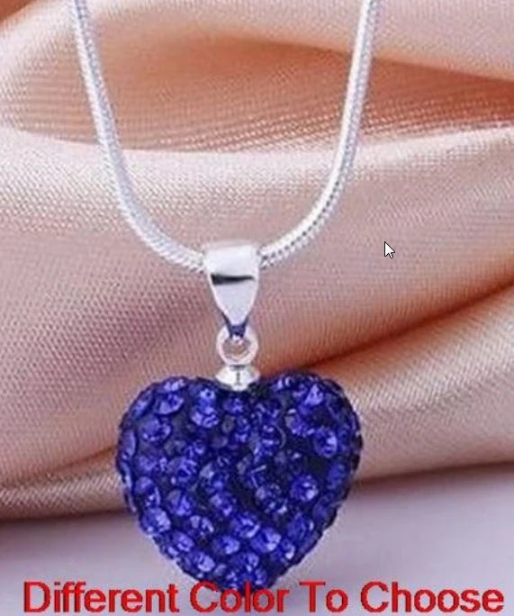 10pcs/lot 10*14mm Mix multicolor white rose silver plated snake chain heart beads crystal  necklace women men gift u352 Good Vibrations