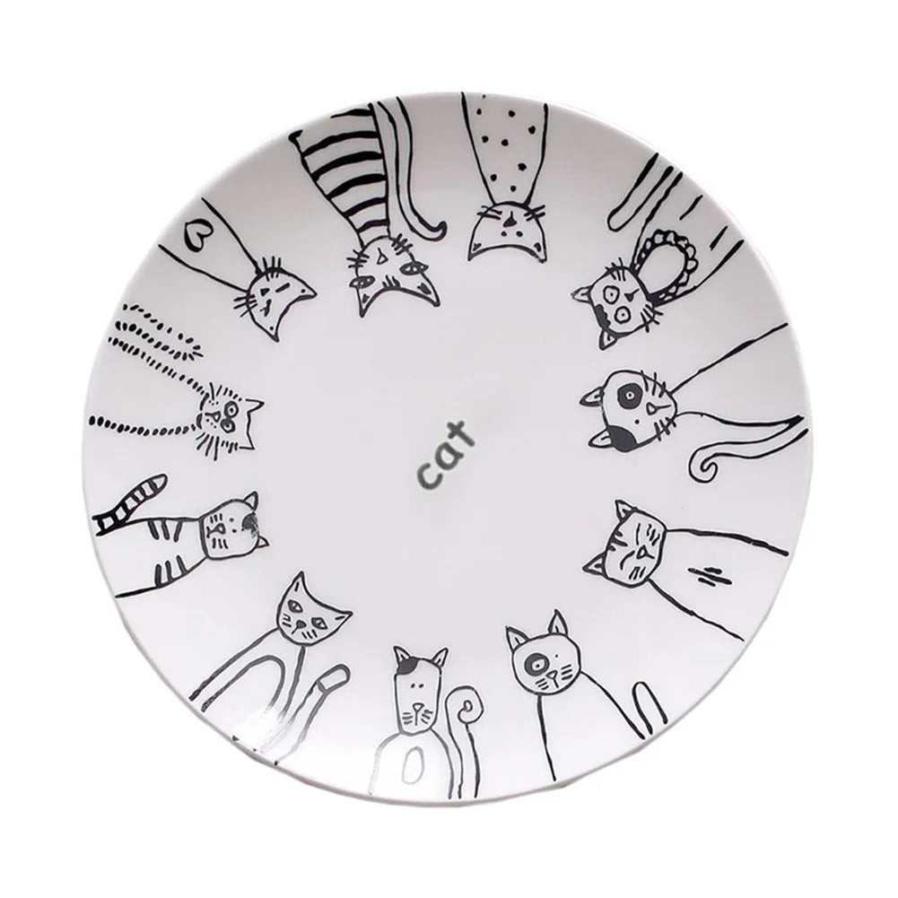 Cute Cat Ceramic Plate Western Dinner Dessert Appetizer Salad Dish Steak Service Plates Home Party Main Dishes Tableware Hogard Good Vibrations
