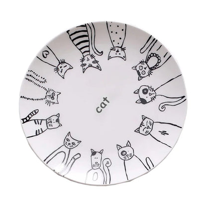 Cute Cat Ceramic Plate Western Dinner Dessert Appetizer Salad Dish Steak Service Plates Home Party Main Dishes Tableware Hogard Good Vibrations