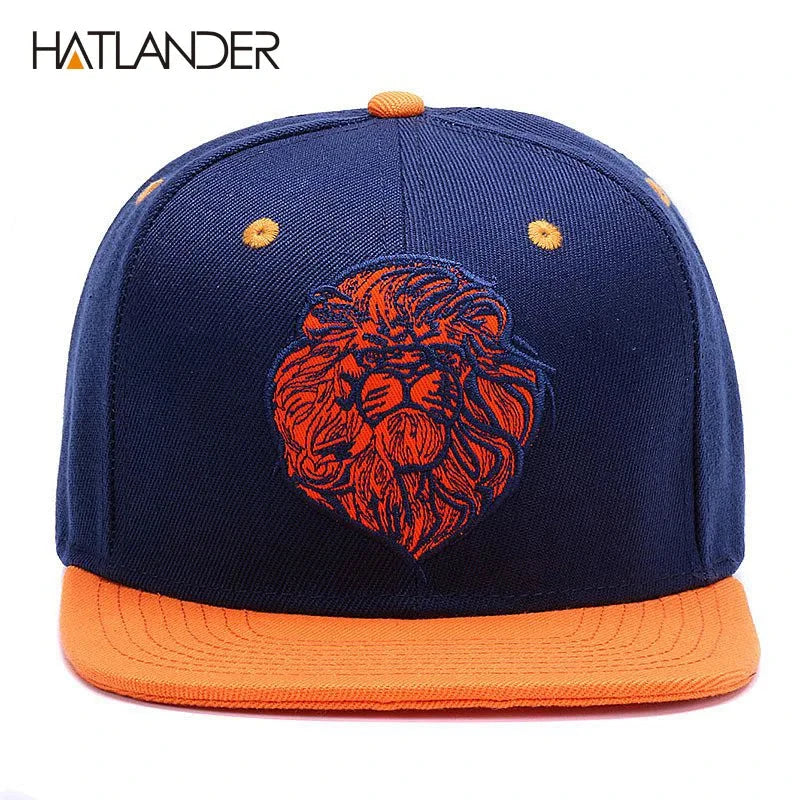 High quality lion face embroidery snapback cap cool king hip hop hat for boys and girls Good Vibrations