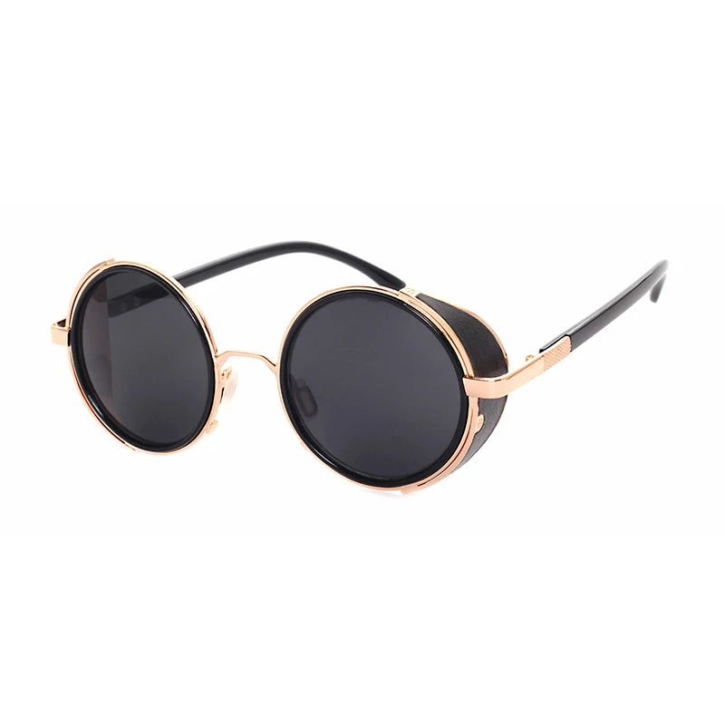 Retro Steampunk Sunglasses Men Women Round Metal Shields Sun Glasses Brand Designer Fashion Eyewear Mirror Lens UV400 Good Vibrations