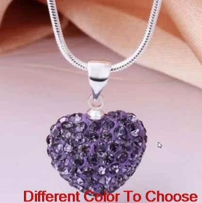10pcs/lot 10*14mm Mix multicolor white rose silver plated snake chain heart beads crystal  necklace women men gift u352 Good Vibrations