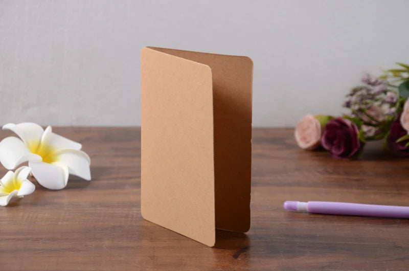 DIY Handmade Invitation Card 10PCS Blank Kraft Paper Gift Bouquet Message Card Folding Greeting Card For Festival Birthday Decor Good Vibrations