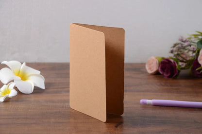 DIY Handmade Invitation Card 10PCS Blank Kraft Paper Gift Bouquet Message Card Folding Greeting Card For Festival Birthday Decor Good Vibrations