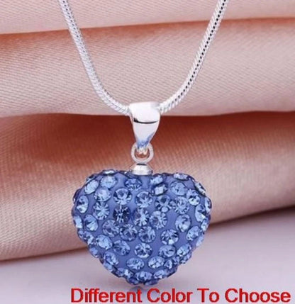 10pcs/lot 10*14mm Mix multicolor white rose silver plated snake chain heart beads crystal  necklace women men gift u352 Good Vibrations
