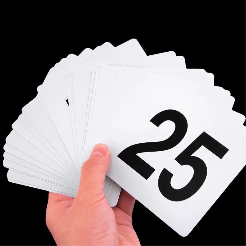1- 100 Wedding Table Numbers Seat Cards Plastic Double White Black Table Number Signs Durable Square Restaurant Cafe Bar Utensil Good Vibrations