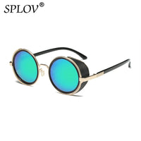 Retro Steampunk Sunglasses Men Women Round Metal Shields Sun Glasses Brand Designer Fashion Eyewear Mirror Lens UV400 Good Vibrations