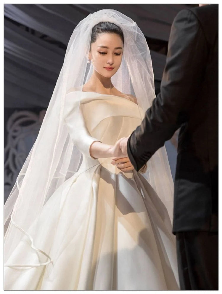 V071 Hot Selling Romantic Outdoor Simple Wedding Bridal Veils 1.5M,3.4M.6M Long High Quality Bridal Wedding Accessories Good Vibrations