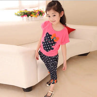 Girls Summer Casual Clothes Set Children Short Sleeve Cartoon T-shirt + Short Pants Sport Suits Girl Clothing Sets for Kids Good Vibrations