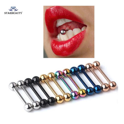 2 Pcs Tongue Piercing Titanium Plated Piercing Tongue Rings Bars Girls 14G Tongue Piercing Industrial Barbells Quality Body Ring Good Vibrations