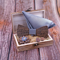 Formal Clasic Grey Tie for Men wedding wooden bow Tie Set Gift Hanky Cufflinks Set for Men Designer Fashion Silk Ties Good Vibrations