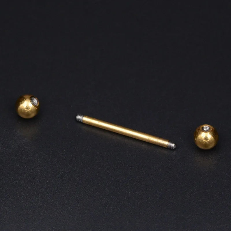2 Pcs Tongue Piercing Titanium Plated Piercing Tongue Rings Bars Girls 14G Tongue Piercing Industrial Barbells Quality Body Ring Good Vibrations